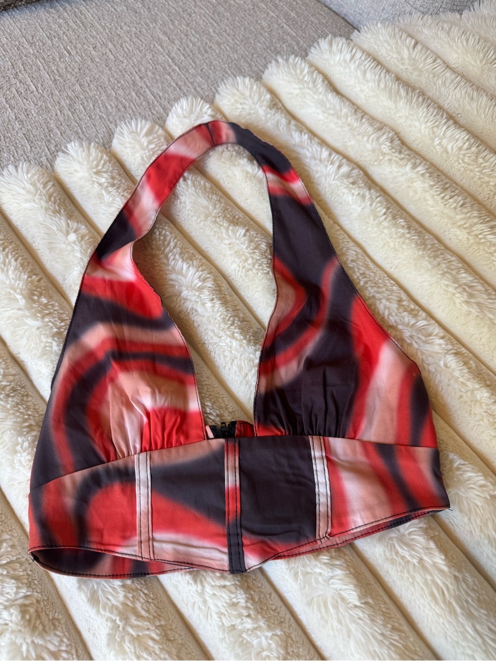 Missteps abstract halter crop top